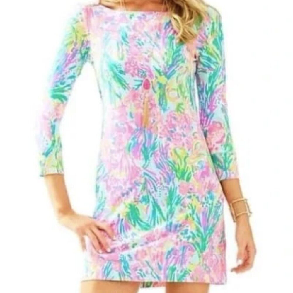 Lilly Pulitzer UPF 50+ Sophie Dress in Fan Sea Pants print size Large NWT